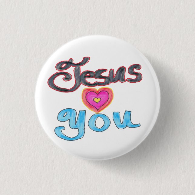 "Jesus Kärlek You" Christian Quote White Knapp (Framsida)