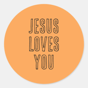 Jesus Kärlek You Editable Orange & Black Cute Runt Klistermärke