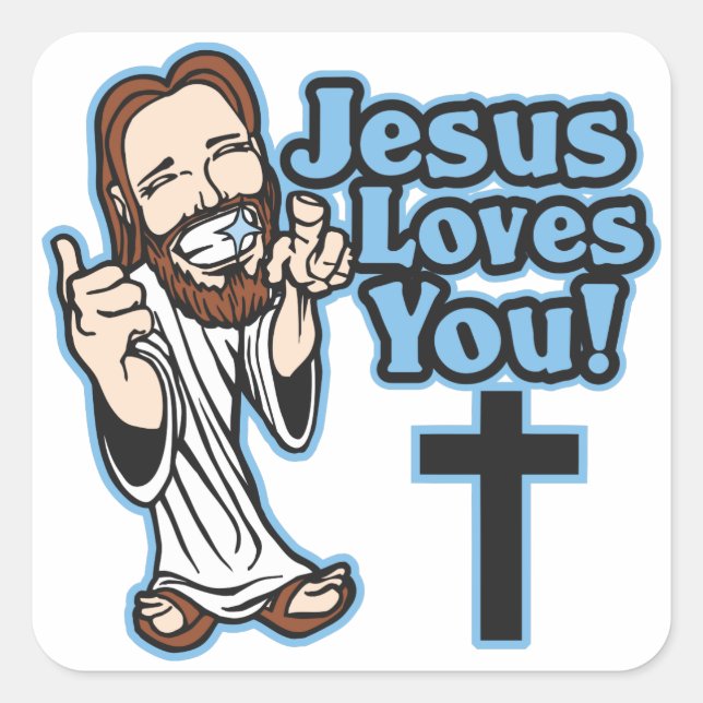 Jesus Kärlek You Fyrkantigt Klistermärke (Framsida)