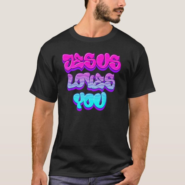 Jesus Kärlek You Graffiti Christian T Shirt (Framsida)