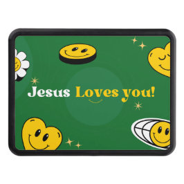 "Jesus Kärlek You" Grönt Smiley för kristna Dragkroksskydd