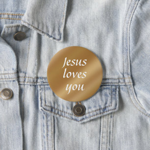 Jesus Kärlek You   Guld Chic Anpassningsbar Text C Knapp