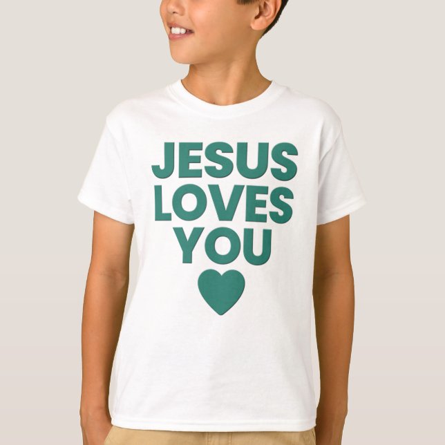 Jesus Kärlek You Kids' kristna Cute Faith-baserade T Shirt (Framsida)