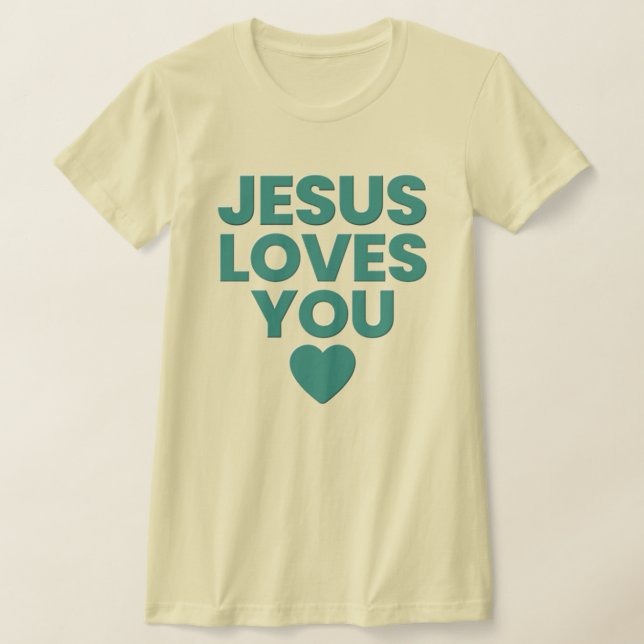 Jesus Kärlek You Tee, kristen, Embossed Print T Shirt (Laydown)
