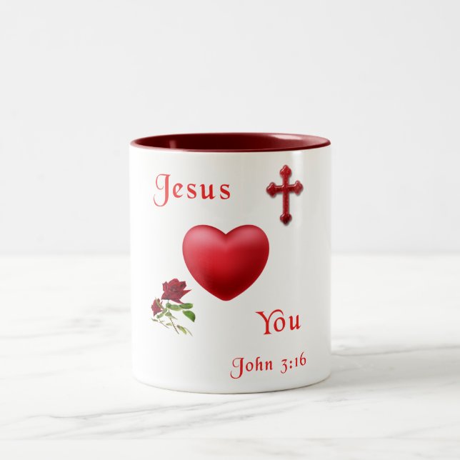 jesus kärlek you Två-Tonad mugg (Center)