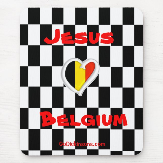 Jesus kärlekar Belgien Mousepad Musmatta (Framsidan)
