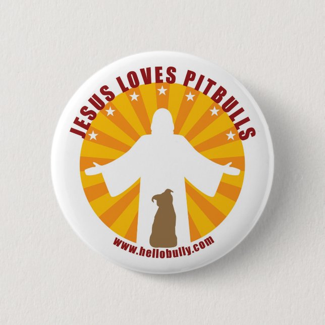 Jesus kärlekar Pitbulls klämmer fast Knapp (Framsida)