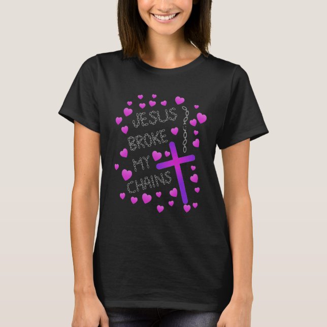 Jesus kedjar det fattiga mitt rosa- och lilakor t shirt (Framsida)