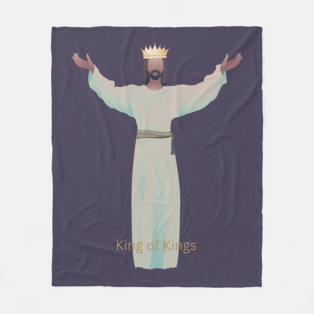 Jesus "King of Kings" Blanket, Christian Gifts Fleecefilt (Framsidan)
