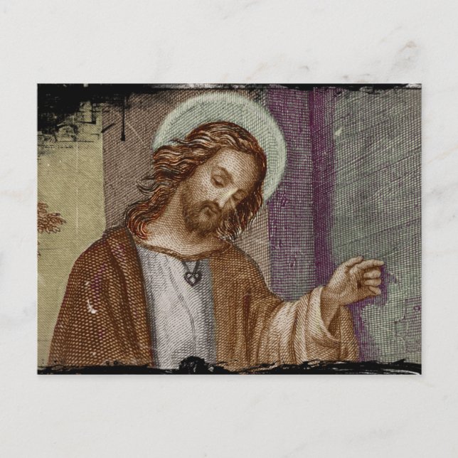 Jesus knackar på dörr vykort (Framsida)