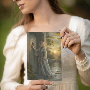 Jesus knackar på en strålande dörr kort