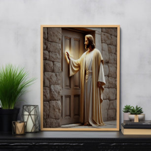 Jesus knackar vid solupphöjningsdörren poster