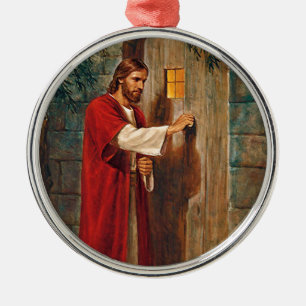Jesus knackningar på dörren julgransprydnad metall