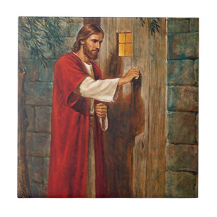 Jesus knackningar på dörren kakelplatta