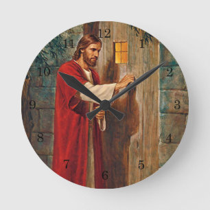 Jesus knackningar på dörren rund klocka