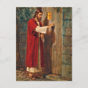 Jesus knackningar på dörren vykort