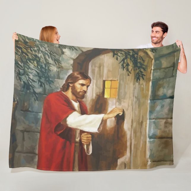 JESUS KNOCKING PÅ DOOR FLEECEFILT (På plats)