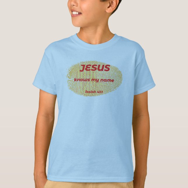 JESUS KNOWS MY NAMN T SHIRT (Framsida)