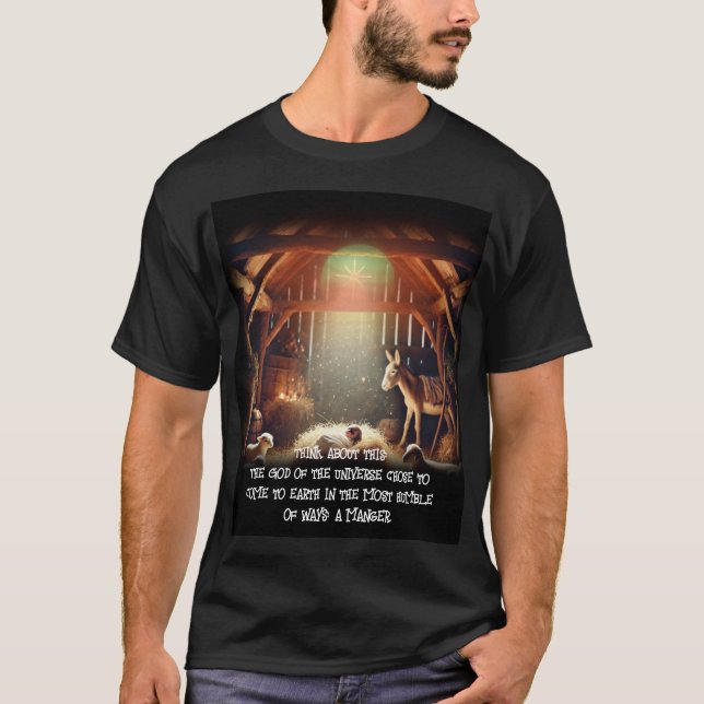 Jesus kom in i en Manger T Shirt (Framsida)