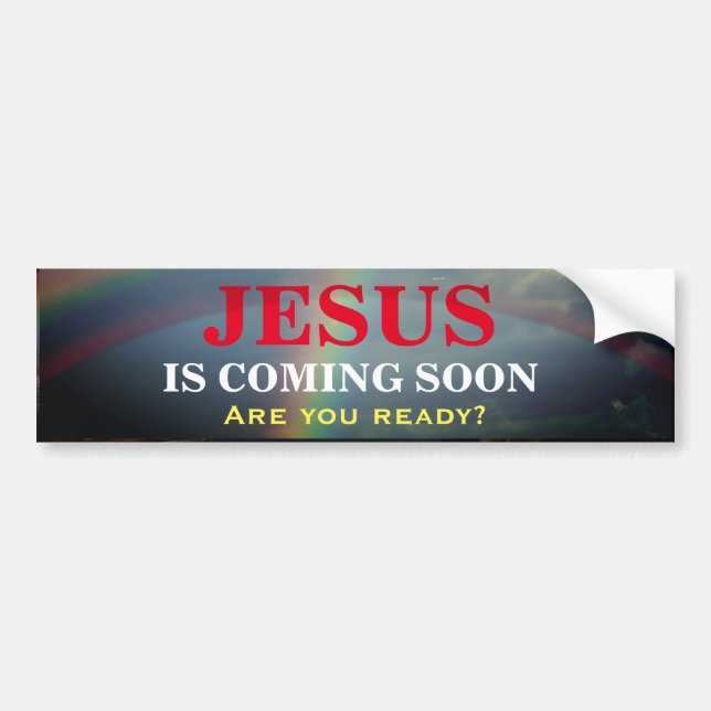 JESUS KOMMER SNART Bumper Sticker Bildekal (Framsidan)