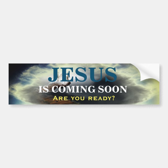 JESUS KOMMER SNART Bumper Sticker Bildekal (Framsidan)