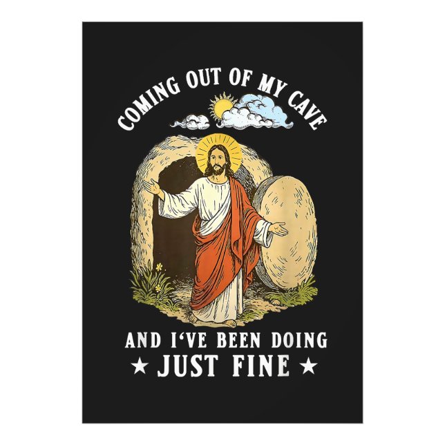 Jesus kommer ut ur min grotta  fototryck (Framsidan)