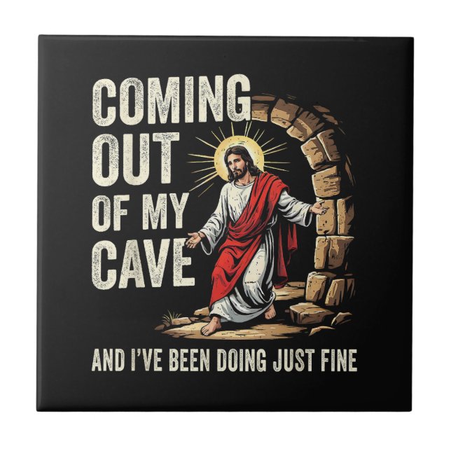 Jesus kommer ut ur min grotta kakelplatta (Framsidan)