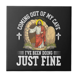 Jesus kommer ut ur min grotta kakelplatta