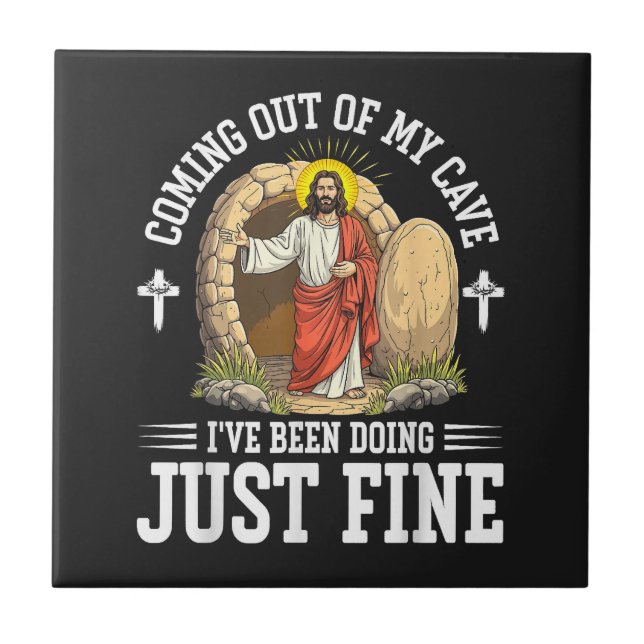 Jesus kommer ut ur min grotta kakelplatta (Framsidan)