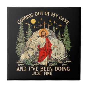 Jesus kommer ut ur min grotta kakelplatta