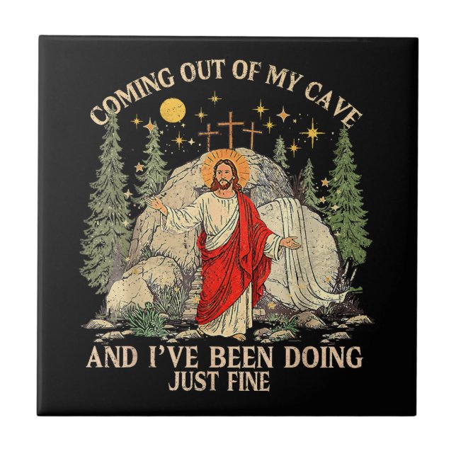 Jesus kommer ut ur min grotta kakelplatta (Framsidan)
