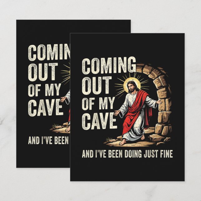 Jesus kommer ut ur min grotta kort (Fram/baksida)