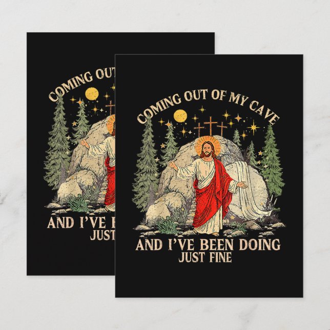 Jesus kommer ut ur min grotta  kort (Fram/baksida)