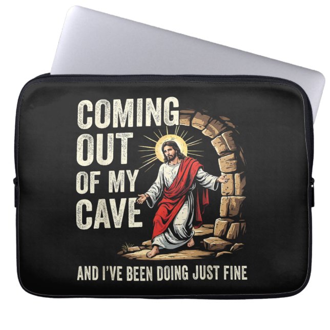 Jesus kommer ut ur min grotta laptop fodral (Framsidan)