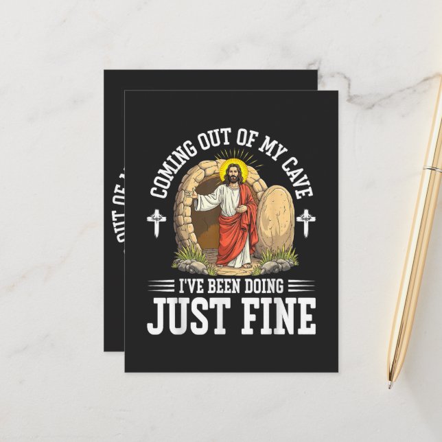 Jesus kommer ut ur min grotta meddelande vykort (Fram/Back In Situ)