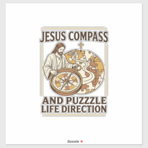 Jesus kompass och pussel livets riktning Jesus kom Klistermärken