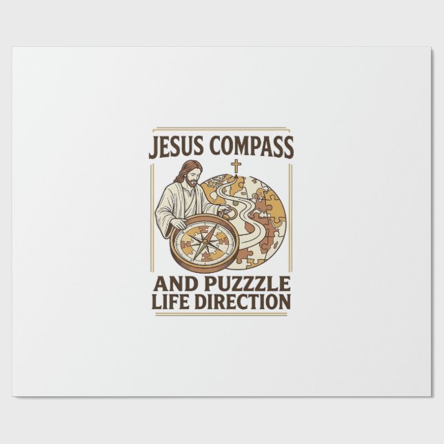 Jesus kompass och pussel livets riktning Jesus kom Presentpapper (Platt)