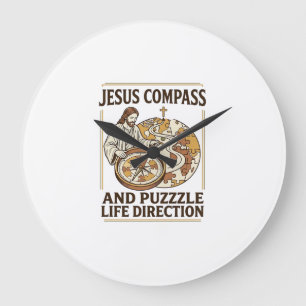 Jesus kompass och pussel livets riktning Jesus kom Stor Klocka