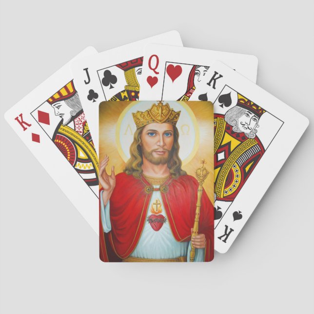Jesus Konungen Välsignar Jesu Heliga Hjärta Casinokort (Baksidan)