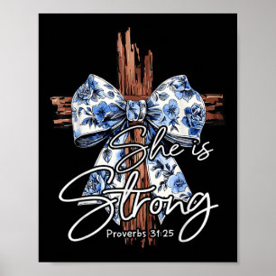 Jesus Kor Blommigt Blue Coquette, men hon är stark Poster
