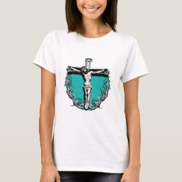 Jesus Kor Crucifixion Påsk Jul Teal T Shirt
