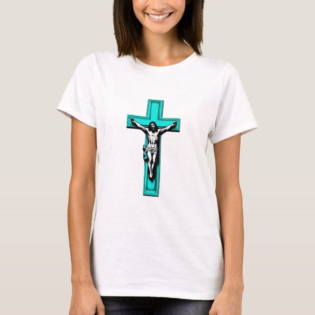 Jesus Kor Crucifixion Påsk julfärgad T Shirt (Framsida)
