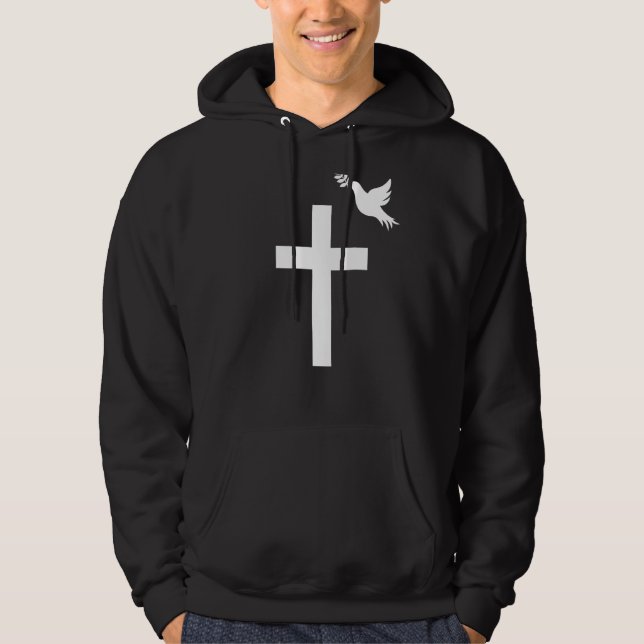 Jesus Kor Dove Olive Gren Påsk, julklapp Hoodie (Framsida)