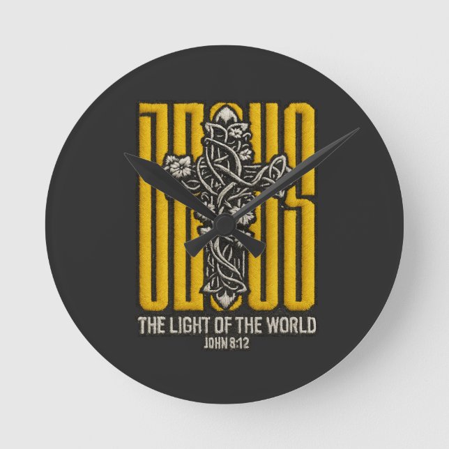 Jesus Kor Embroied Rund Klocka (Framsida)