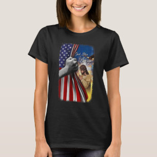 Jesus Kor Flagga Välsigna dig Amerika T Shirt