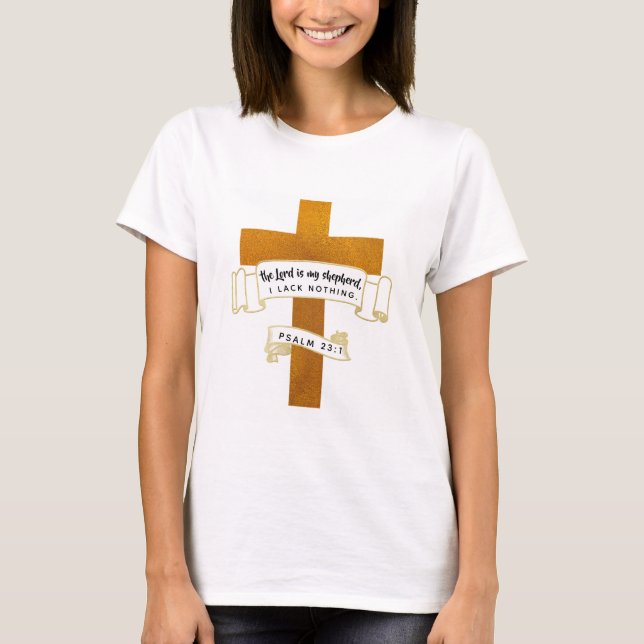 Jesus Kor i guld med Bible Verse - T-Shirt (Framsida)