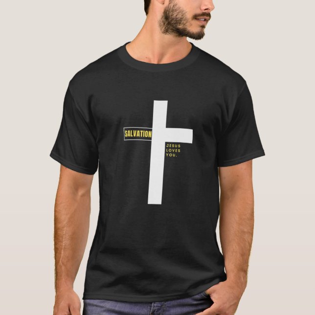 Jesus Kor Jesus Kristus räddade mig Salvation Cito T Shirt (Framsida)