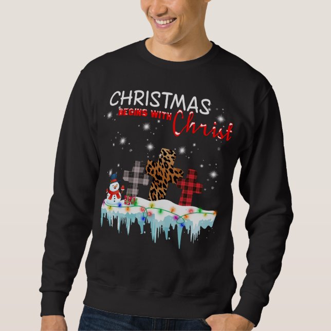 Jesus Kor, julklappar börjar med Kristus Lång Ärmad Tröja (Framsida)