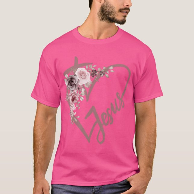 Jesus Kor med blommor - Pastel T Shirt (Framsida)