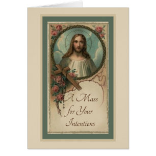 Jesus Kor Rosaris katolska masskort Hälsningskort
